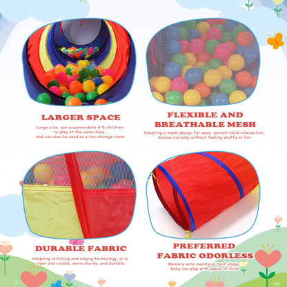 5 In1 Kids Play Tents  Up Tunnel Baby Toddler Crawl Pit Playhouse Portable