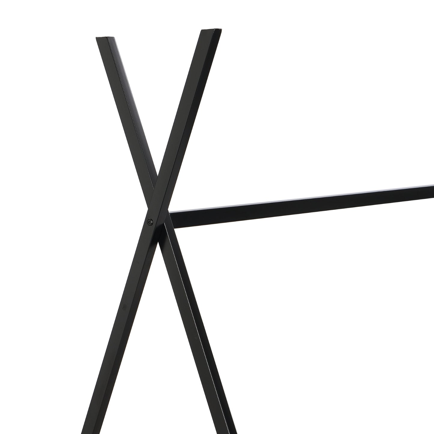 Metal Twin Size House Platform Bed With Triangle Structure, Black