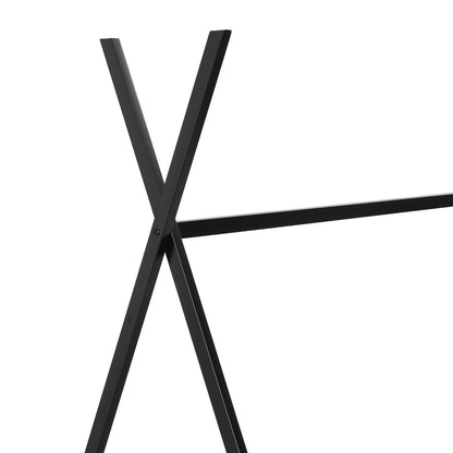 Metal Twin Size House Platform Bed With Triangle Structure, Black