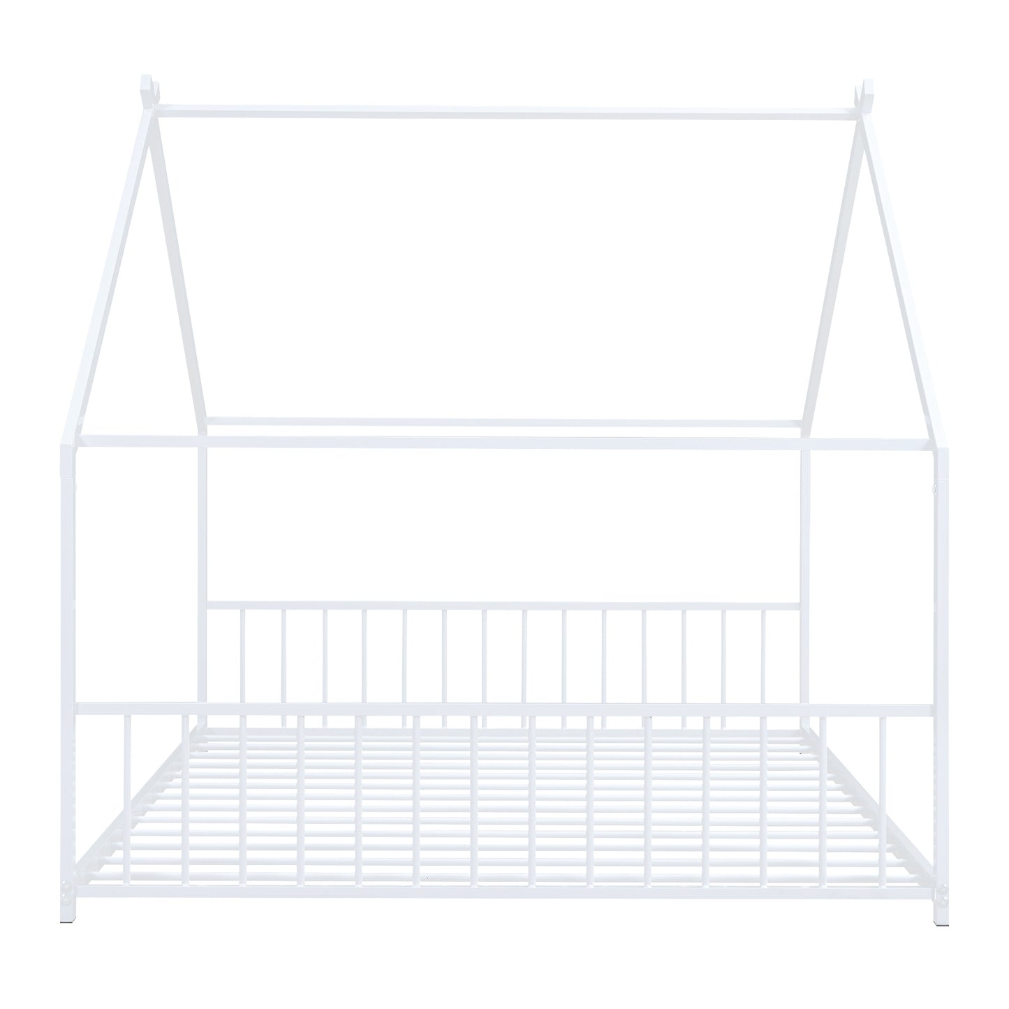 Full Size Metal House Bed, White