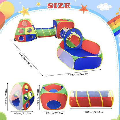 5 In1 Kids Play Tents  Up Tunnel Baby Toddler Crawl Pit Playhouse Portable